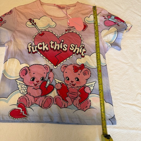 ❤️ Sugar Thrillz F This Valentines Day Pink Teddy Heartbreak Dolls Kill Baby Tee - Picture 7 of 12